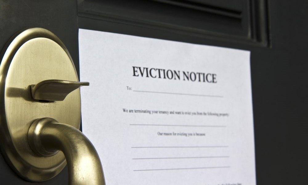 Eviction notice on a door